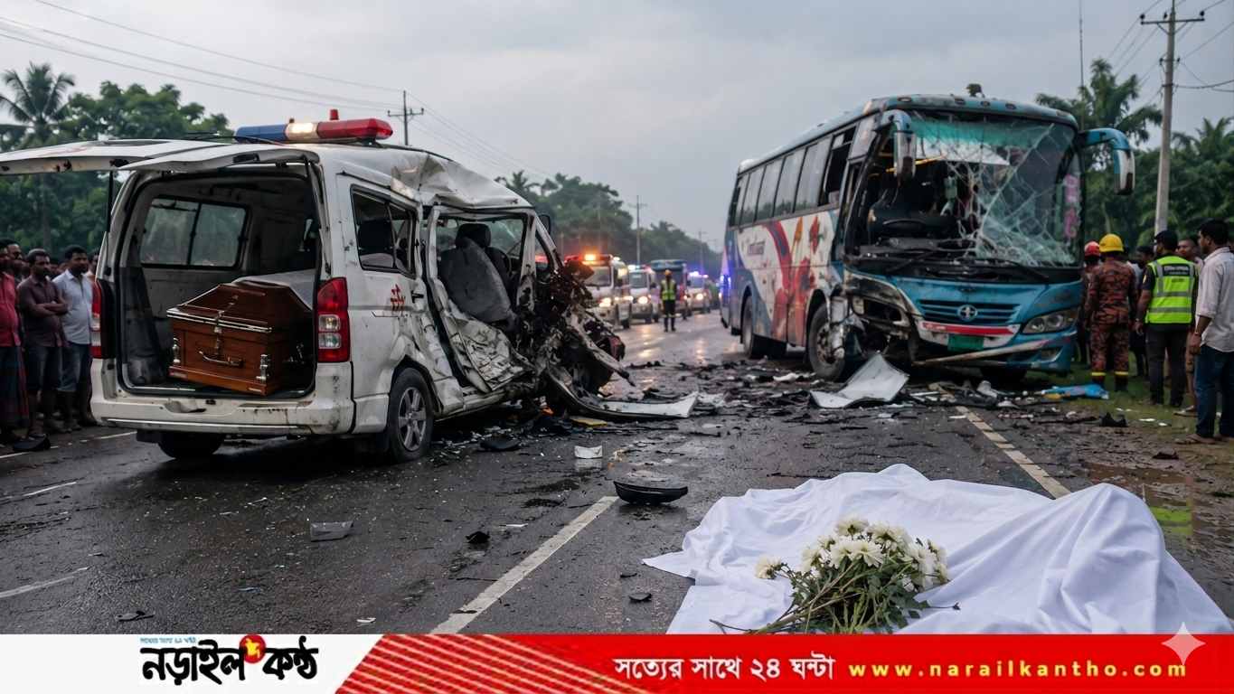 নড়াইলে বাস-অ্যাম্বুলেন্স সংঘর্ষে নিহত ২