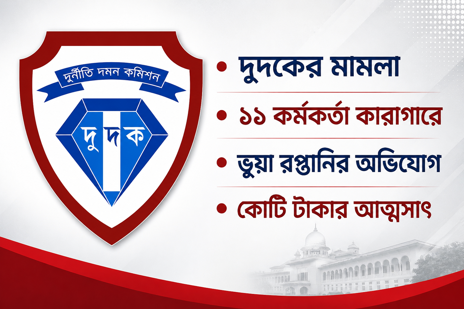 ভুয়া রপ্তানির মামলায় ১১ কাস্টমস কর্মকর্তাকে কারাগারে পাঠানোর নির্দেশ