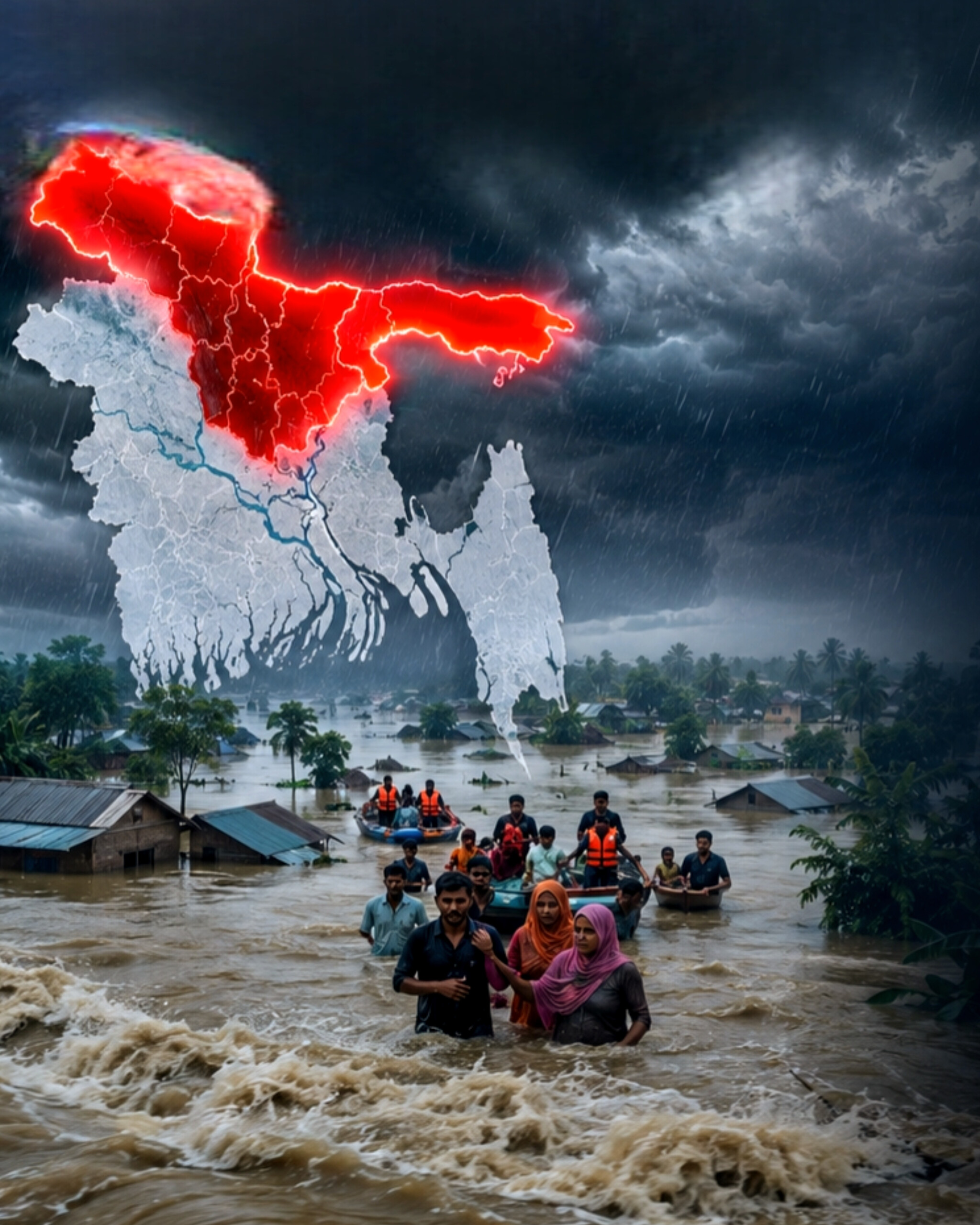 আগামী ২৪–৪৮ ঘণ্টায় ১২ জেলায় বন্যা পরিস্থিতির আরও অবনতির আশঙ্কা, ভারী বৃষ্টি চলবে আরও ৫ দিন