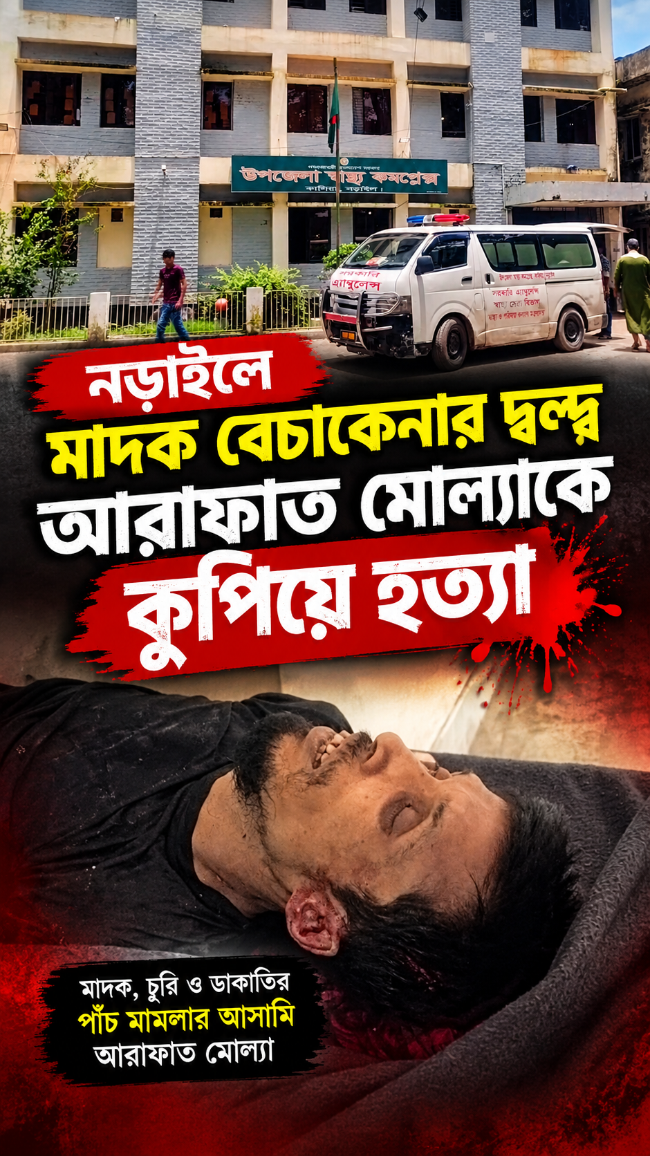 নড়াইলে মাদক বেচাকেনার দ্বন্দ্বে আরাফাত মোল্যাকে কুপিয়ে হত্যা