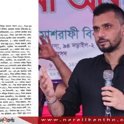 নড়াইলে সাবেক এমপি মাশরাফীসহ ৯০ জনের নামে থানায় মামলা