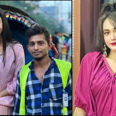 অপেক্ষায় থাকলেন ভক্ত, রিকশায় বসে ছবি তুললেন অহনা