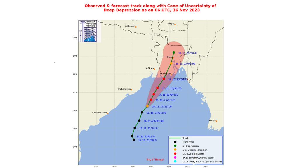 মোংলা-পায়রা উপকূল অতিক্রম করছে ‘মিধিলি’