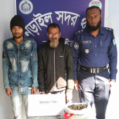 নড়াইলে ৬০০(ছয়শত) গ্রাম গাঁজাসহ বাবা-ছেলে গ্রেফতার
