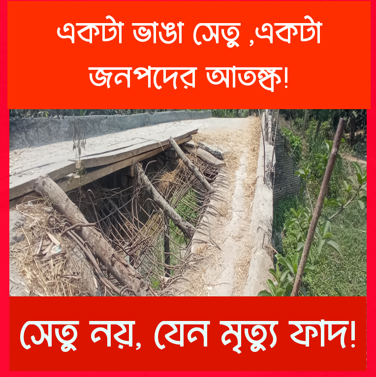 চার বছর ধরে ঝুঁকিতে জনপদ: ভাঙা সেতুই এখন জীবনের সাঁকো
