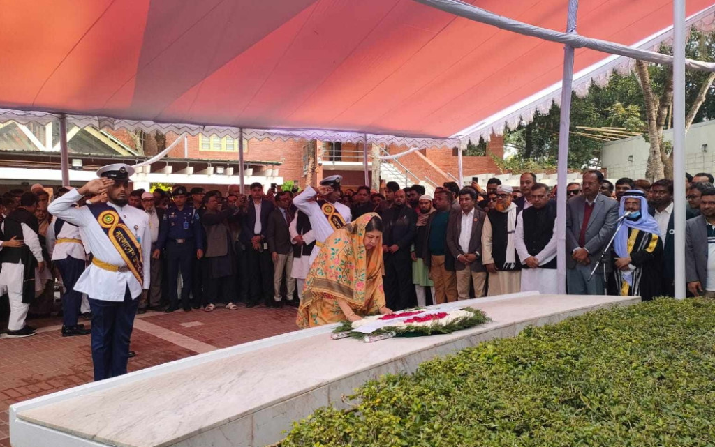জাতির পিতার সমাধি সৌধে বাংলাদেশ জাতীয় সংসদের মাননীয় স্পীকার এর শ্রদ্ধা নিবেদন
